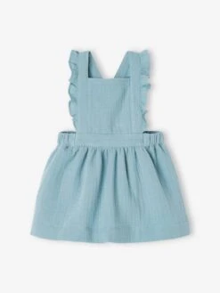 Robe-salopette En Gaze De Coton Bébé Caramel - Vertbaudet -Magasin De Vêtements Pour Bé Soldes robe salopette en gaze de coton bebe 4