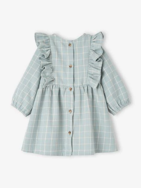 Robé Volants à Carreaux Bébé Carreaux Sauge - Vertbaudet 2 Robé Volants à Carreaux Bébé Carreaux Sauge - Vertbaudet – Image 2