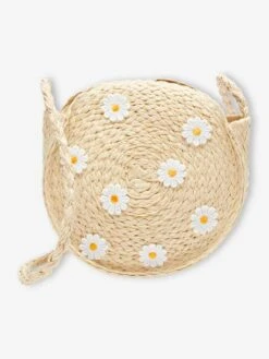 Sac Rond Fille Marguerites Façon Paille Sable - Vertbaudet -Magasin De Vêtements Pour Bé Soldes sac rond fille marguerites facon paille 2