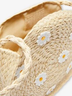 Sac Rond Fille Marguerites Façon Paille Sable - Vertbaudet -Magasin De Vêtements Pour Bé Soldes sac rond fille marguerites facon paille 4