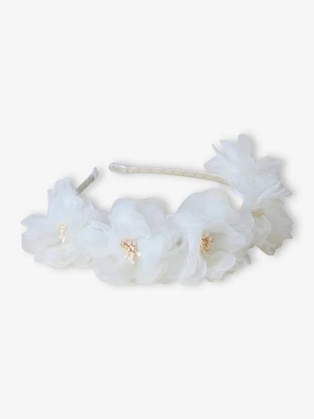 Serre-tête Avec Fleurs Blanches Appliquées Blanc - Vertbaudet 4 Serre-tête Avec Fleurs Blanches Appliquées Blanc - Vertbaudet – Image 4