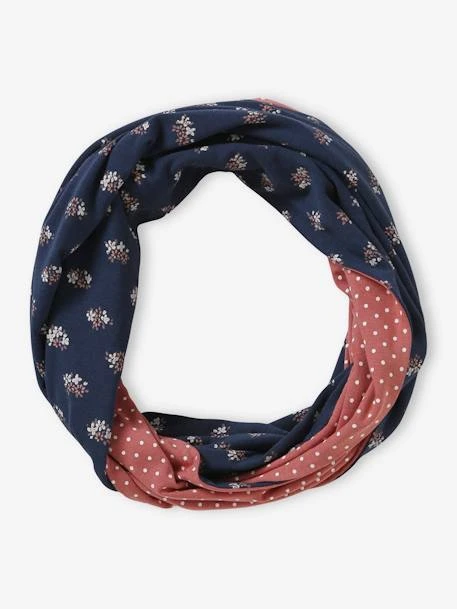 Snood Fille Réversible Bouquets/pois Marine - Vertbaudet 2 Snood Fille Réversible Bouquets/pois Marine - Vertbaudet – Image 2