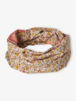 Snood Fille Réversible Fleurs/coeurs Rose Imprimé - Vertbaudet