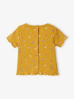 T-shirt à Fleurs En Maille Côtelée bébé Rose Grisé Imprimé - Vertbaudet -Magasin De Vêtements Pour Bé Soldes t shirt a fleurs en maille coteleebebe 3