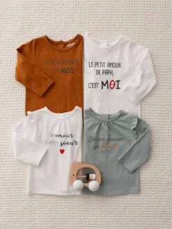 T-shirt à Message Bébé Manches Longues Caramel - Vertbaudet -Magasin De Vêtements Pour Bé Soldes t shirt a message bebe manches longues 4