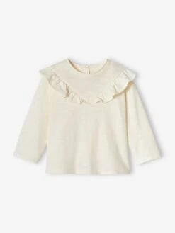 T-shirt à Volant Bébé En Jersey Flammé écru - Vertbaudet