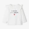 T-shirt à Volants Bébé Manches Longues Blanc - Vertbaudet
