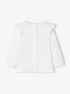 T-shirt à Volants Bébé Manches Longues Blanc - Vertbaudet -Magasin De Vêtements Pour Bé Soldes t shirt a volants bebe manches longues 3