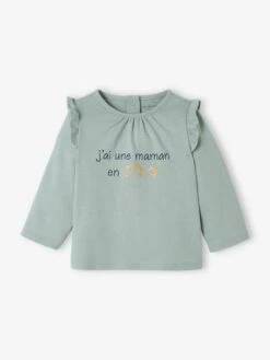 T-shirt à Volants Bébé Manches Longues Blanc - Vertbaudet -Magasin De Vêtements Pour Bé Soldes t shirt a volants bebe manches longues 4