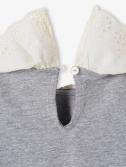 T-shirt Avec Col En Broderie Anglaise Bébé Gris Chiné - Vertbaudet -Magasin De Vêtements Pour Bé Soldes t shirt avec col en broderie anglaise bebe 2