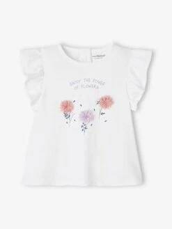 T-shirt Avec Fleurs En Relief Bébé Rose Grisé - Vertbaudet