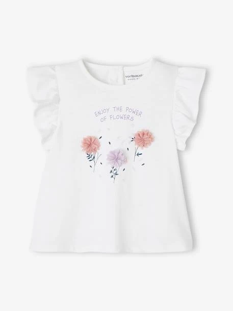 T-shirt Avec Fleurs En Relief Bébé Rose Grisé - Vertbaudet 1 T-shirt Avec Fleurs En Relief Bébé Rose Grisé - Vertbaudet