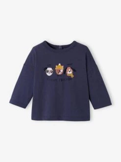 T-shirt Bébé 3 Animaux Bleu Foncé - Vertbaudet
