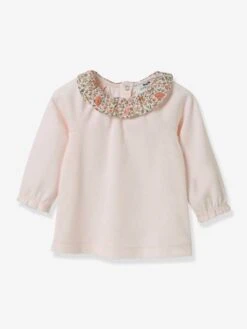 T-shirt Bébé Avec Col En Tissu Liberty Coton Bio CYRILLUS Vert Imprimé - Cyrillus -Magasin De Vêtements Pour Bé Soldes t shirt bebe avec col en tissu liberty coton bio cyrillus 3