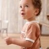 T-shirt Bébé En Coton Flammé Manches Courtes Noix De Pécan - Vertbaudet