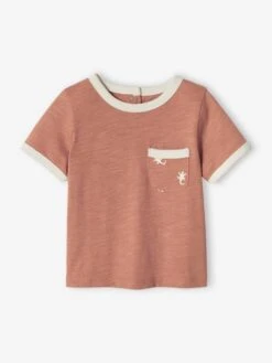 T-shirt Bébé En Coton Flammé Manches Courtes Noix De Pécan - Vertbaudet -Magasin De Vêtements Pour Bé Soldes t shirt bebe en coton flamme manches courtes 2