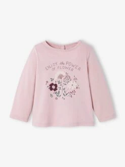 T-shirt Bébé Fleurs En Relief Lilas - Vertbaudet
