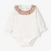 T-shirt Body Col Volanté Bébé Manches Longues Ivoire - Vertbaudet