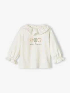 T-shirt Coeurs Bébé Manches Longues écru - Vertbaudet