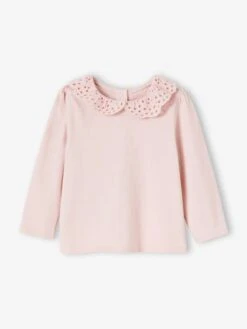 T-shirt Col Brodé Bébé Manches Longues Parme - Vertbaudet
