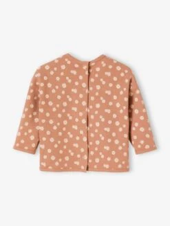 T-shirt Fleurs Bébé En Nid D'abeille Manches Longues Terracotta Imprimé - Vertbaudet -Magasin De Vêtements Pour Bé Soldes t shirt fleurs bebe en nid dabeille manches longues 2