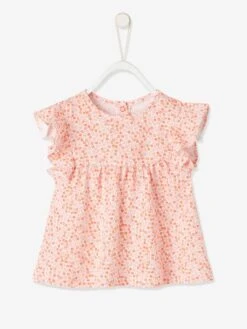T-shirt Imprimé Fleurs Bébé Orange Imprimé - Vertbaudet -Magasin De Vêtements Pour Bé Soldes t shirt imprime fleurs bebe 4