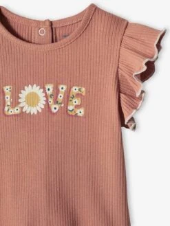 T-shirt Love Bébé Manches Courtes Vieux Rose - Vertbaudet -Magasin De Vêtements Pour Bé Soldes t shirt love bebe manches courtes 2