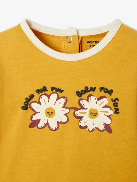 T-shirt Marguerites Bébé Manches Courtes Ocre - Vertbaudet 3 T-shirt Marguerites Bébé Manches Courtes Ocre - Vertbaudet – Image 3