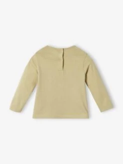 Tee-shirt à Message Bébé Manches Longues Vert De Gris - Vertbaudet -Magasin De Vêtements Pour Bé Soldes tee shirt a message bebe manches longues 2